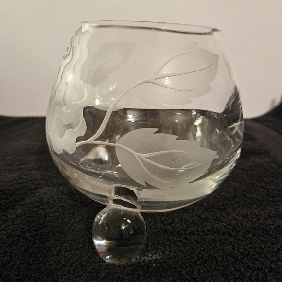 Tiffin 3 Ball Footed Sand Carved  Swedish Optic Rose Bowl - Picture 4 of 13